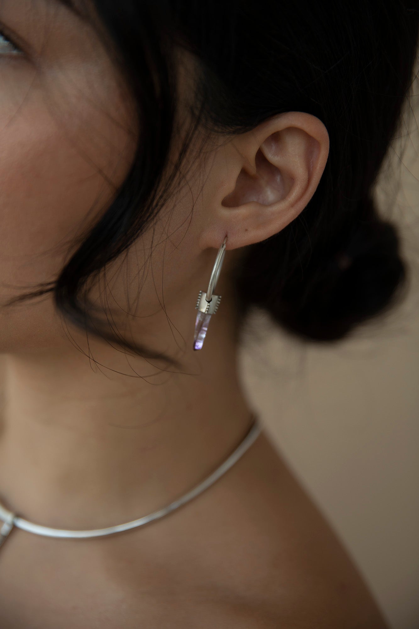 Thistle Earrings · Amethyst Crystal