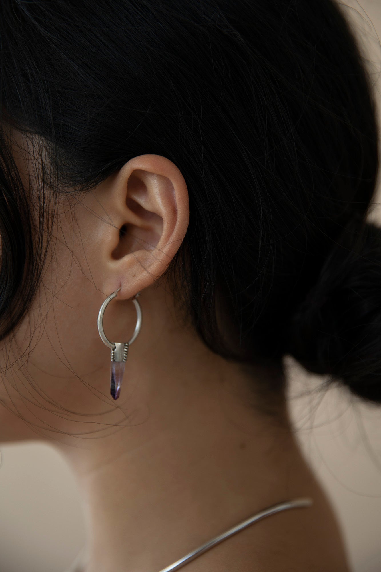 Thistle Earrings · Amethyst Crystal