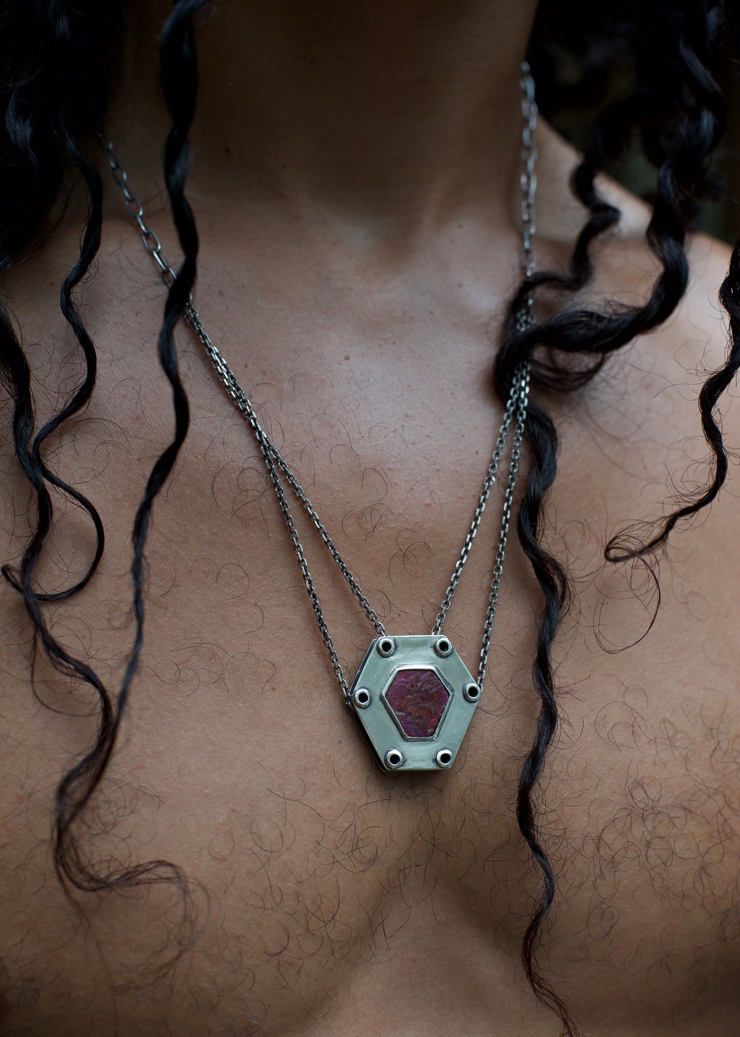 Ruby Crystal Industrial Necklace