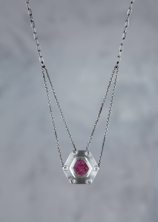 Ruby Crystal Industrial Necklace